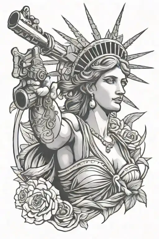 Sexy Statue Of Liberty With Gun In Hand