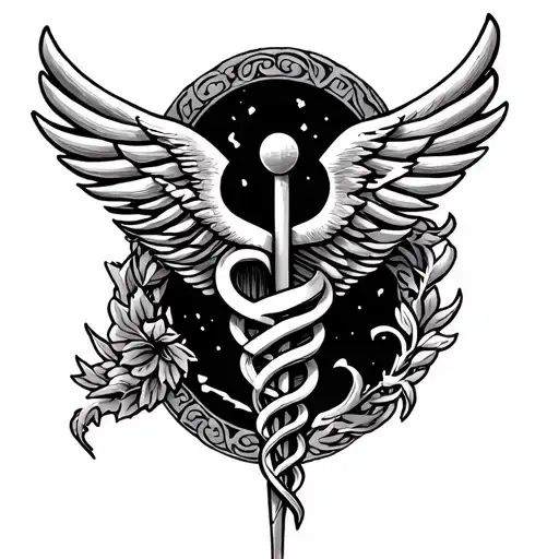 Caduceus Tattoo That Symbolize Healing In Greek Mythology
