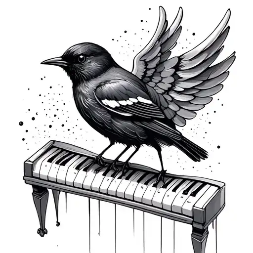 Imagine Blackbird With Wings Made Of Piano Keys Fine Line Minimalist
