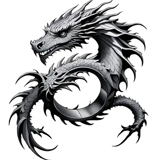 Utoby Ring Dragon Tattoo Design Blueprint