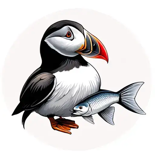 Puffin With Fish In Beak