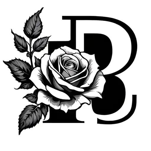 Take A Tattoo Design With The Initial P Disguised With A Rose Completing