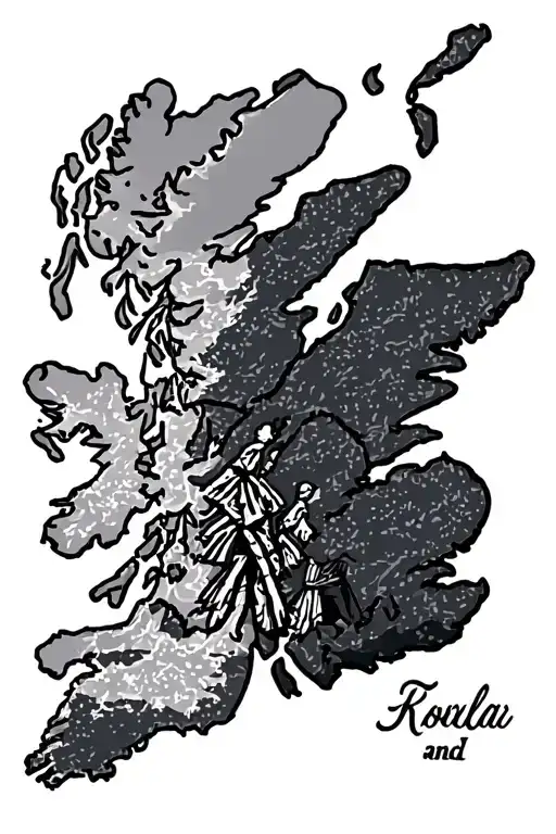 Father And Son Walking Scotland Map