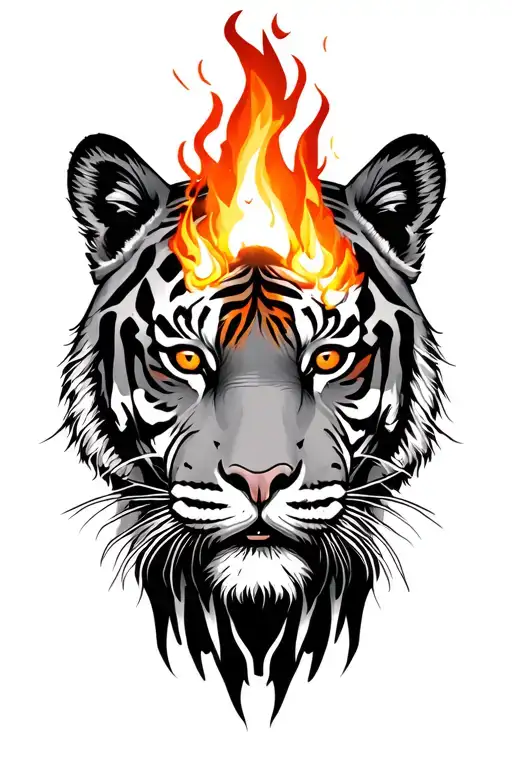 Tiger Head With Fire In Its Eye