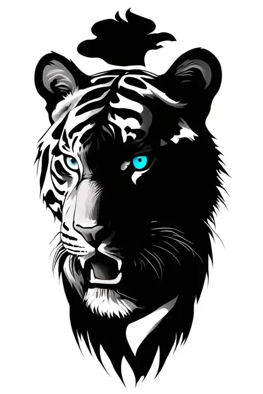 Tiger Head With Blue Eye