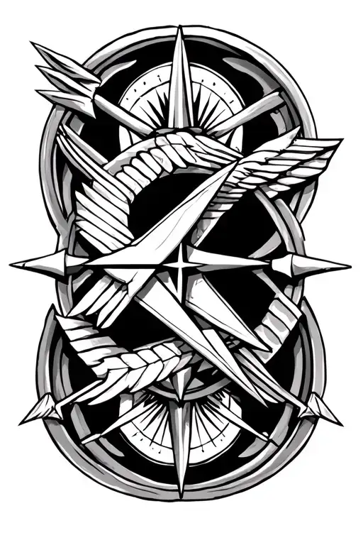 Arrow And Compass Rose Intertwined