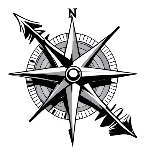1Singular Compass With An Arrow Straight Threw It