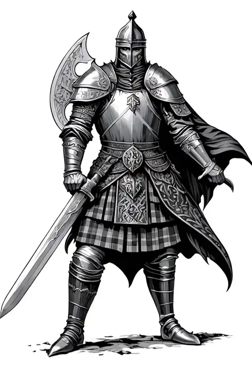 Scottish Knight With Claymore Sword Going