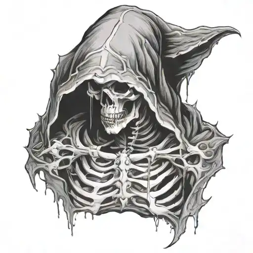 Dark Figure Of Bone Hidden Behind A Dark Hood
