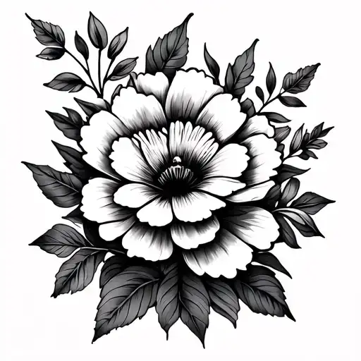 Floral Half Sleeve Tattoo With Minimal Shading Black And Grey