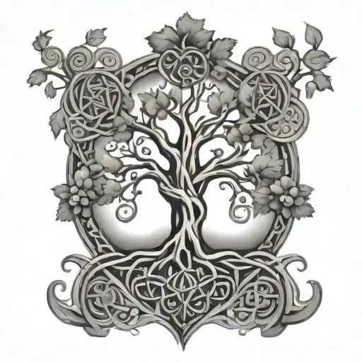 Tree Of Life Celtic Design Incorporating Elements