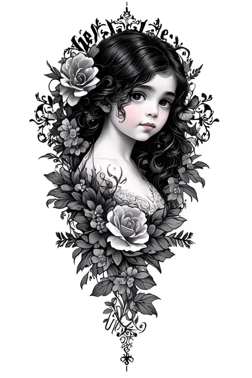 4 Children's Name Incorporated Within Designed Background