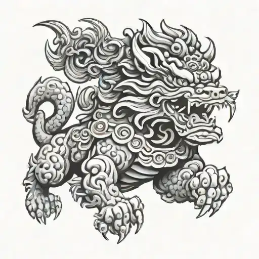 Foo Dog Jump Attacking
