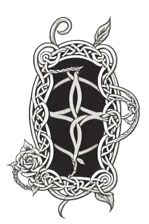 Celtic Knot Design Intertwined With Vines Sun And Flowers Intertwined