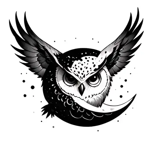 The Combination Of The Crescent Moon I Want With An Owl