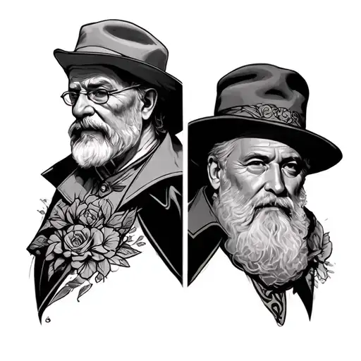 Grandfather's Chest Tattoos On Both Sides To The Guy