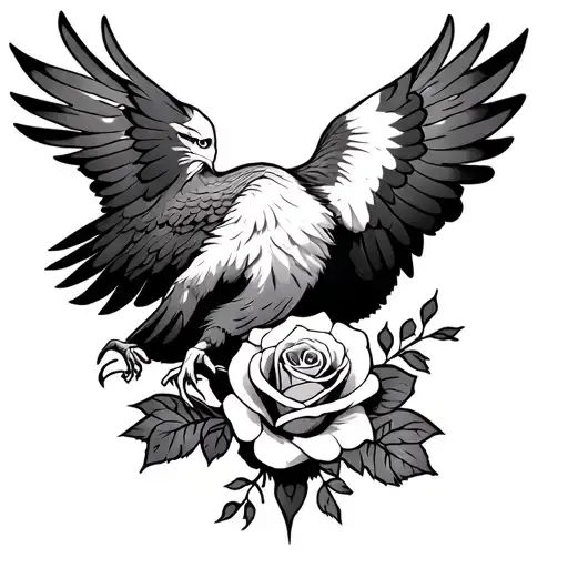Eagle And A Rose