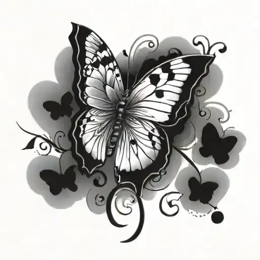 Butterfly Half Red Half Black Tattoo Design