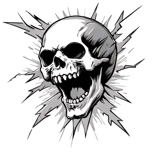 A Screaming Skull With Lightning Bolts