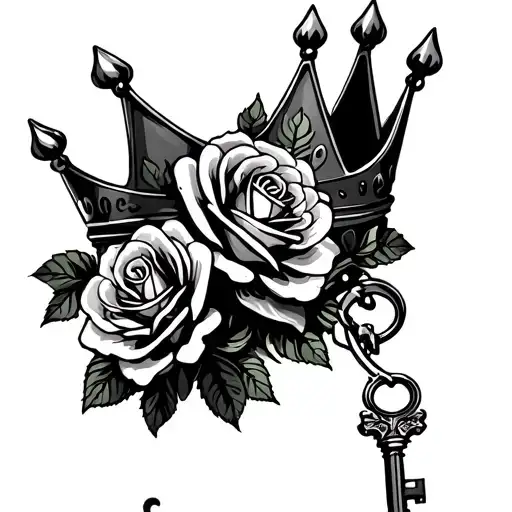 Crown With Roses And A Key Unlocking