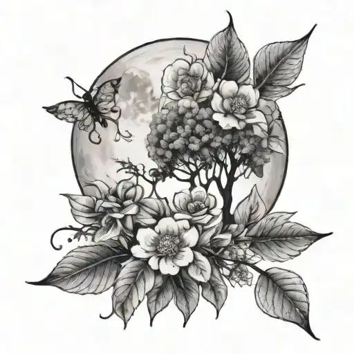 Flowers Moon Trees