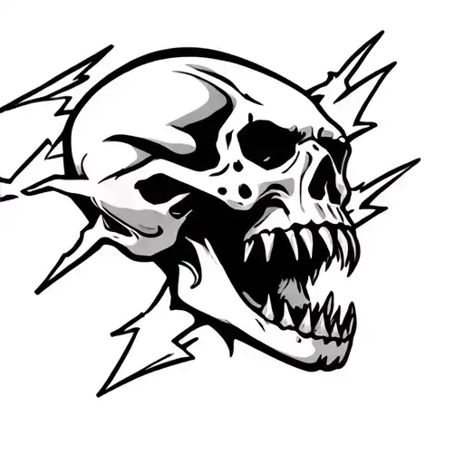 A Screaming Lightning Skull With Two Fangs