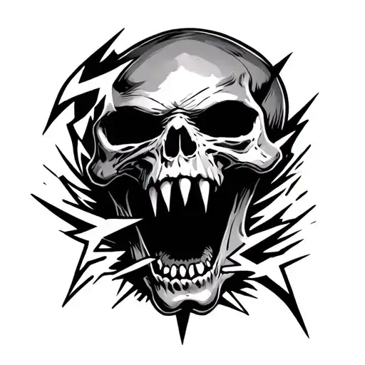 A Screaming Lightning Skull With Two Fangs