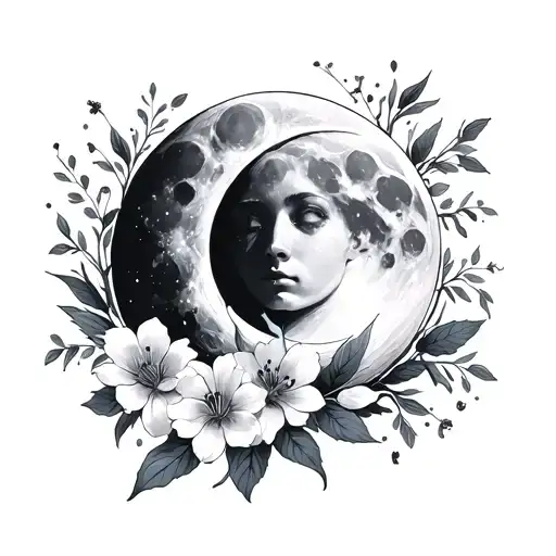 Moon And Flowers