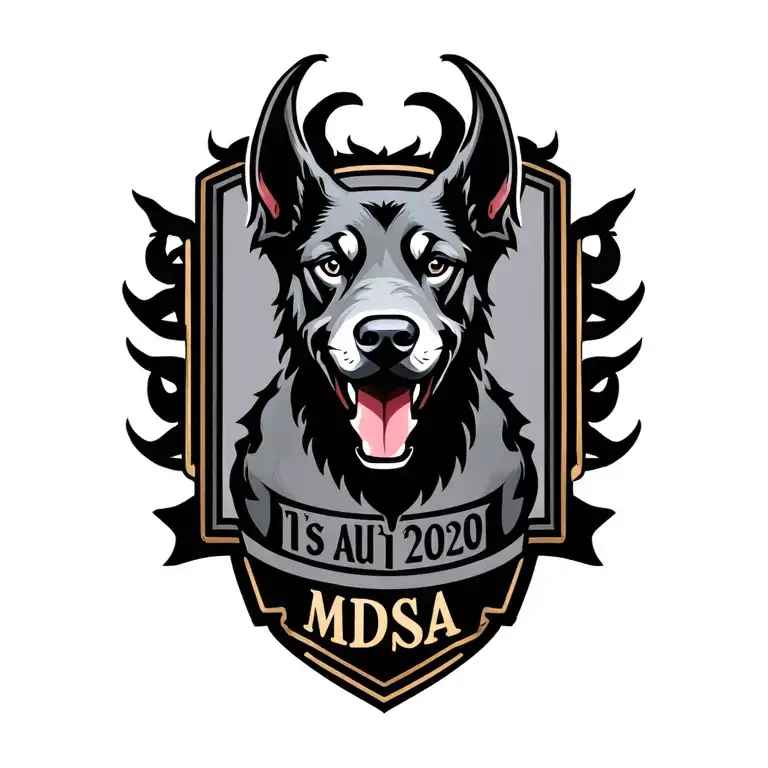 Family Crest Incorporating A Dog Like Beast And The Family Name Mdsa And Year 2020
