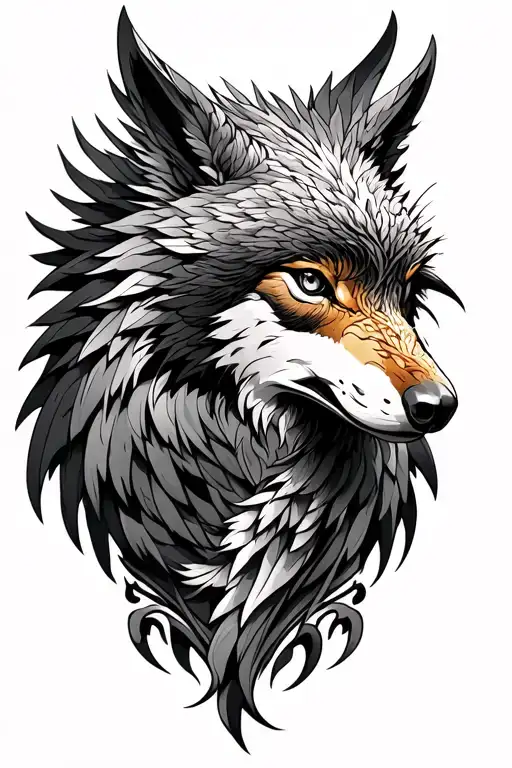 Phoenix And Wolf Head