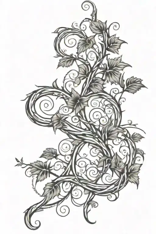 Vertical Line Of Vines Growing