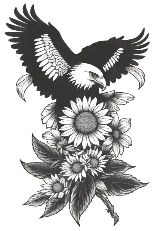 Eagle And Daisy Flower