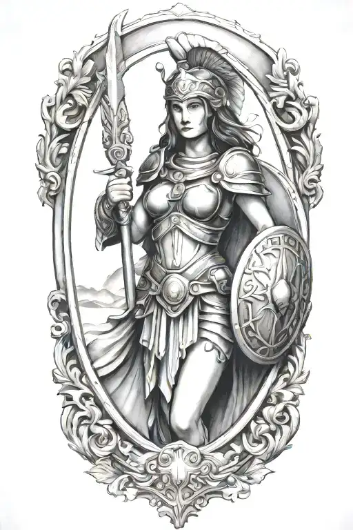 Warrior Athena Holding Spear And Shield