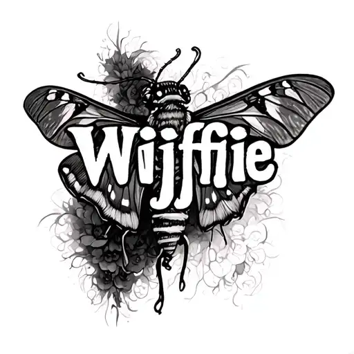 The Word Wijffie Nicely Written With A Moth In The Background