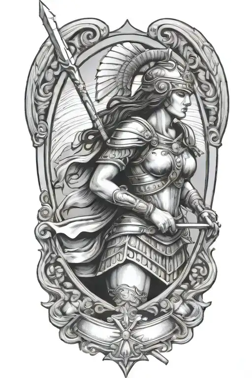 Warrior Athena Holding Spear And Shield