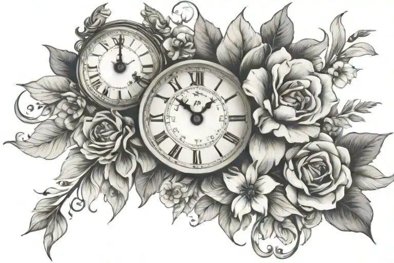 Floral And Clock