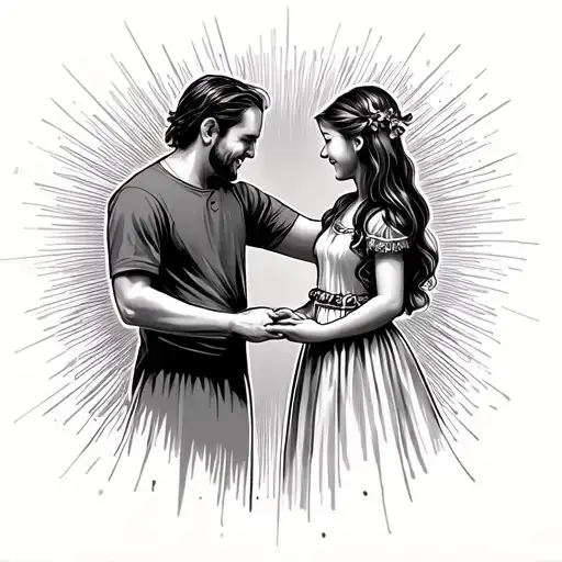 Dad Holding Daughter Holding Hands