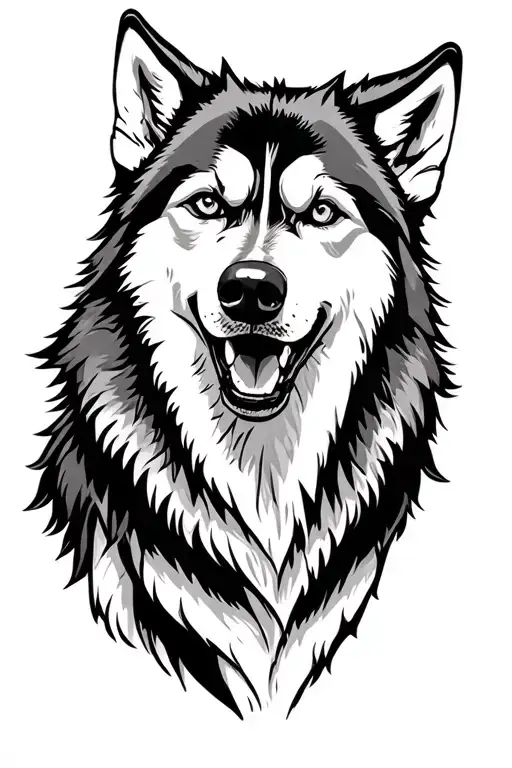 Mix Of A Wolf And Husky Dog Looking Fierce In The Wilderness