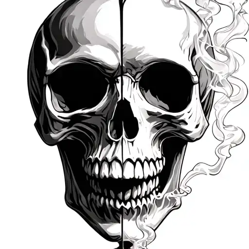 Smoking Skull Half Death Half Life