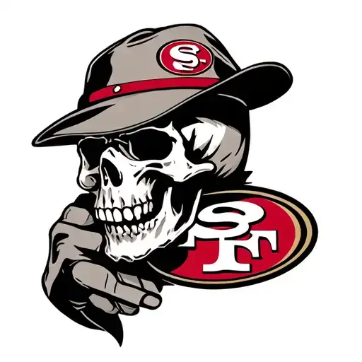 Scary Miner Skull Holding 49Er Logo Incorporated