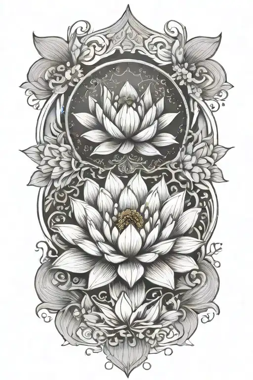 Lotus Flower Pond With Solar Eclipse