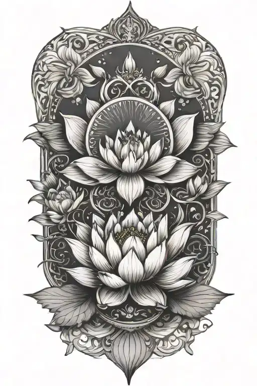 Lotus Flower Pond With Solar Eclipse