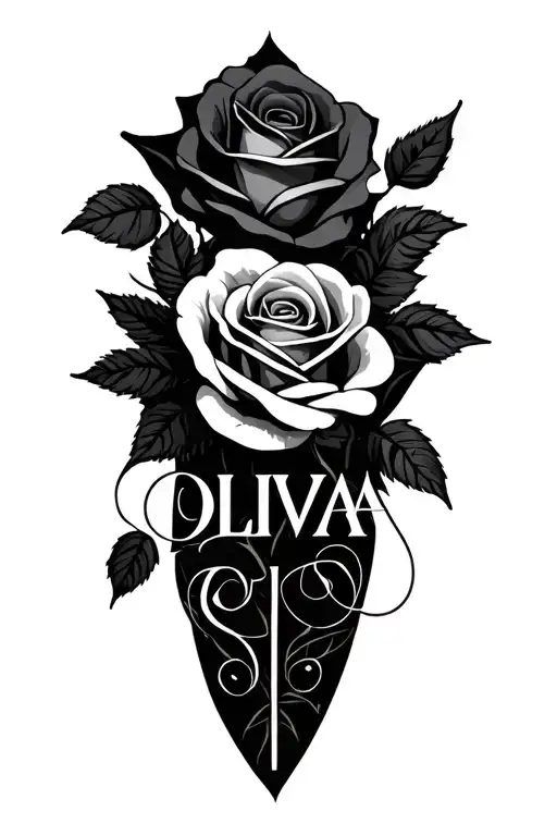 Olivia Name With Roses