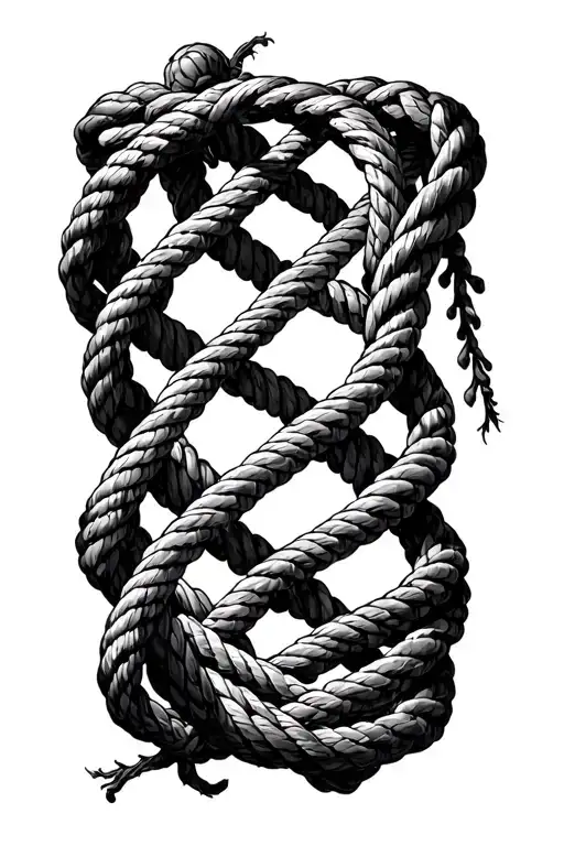 Dna Helix Man Climbing Rope Intertwined