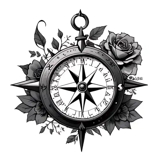 Compass Clock Roses And Semi Colon