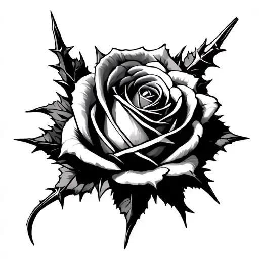 Rose With Thorns Piercing Flesh Wound Stiched