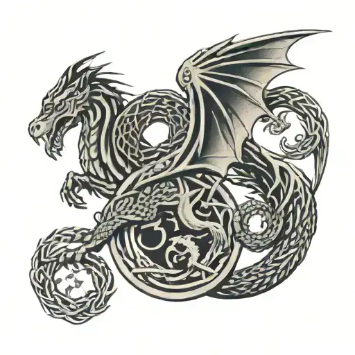 A Fierce Dragon Tattoo With A Celtic Fc Crest And Catholic Symbols Intertwined
