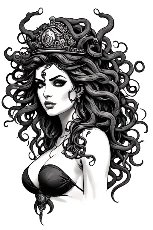 Draw A Tattoo For A Firefighter Featuring A Sexy Medusa