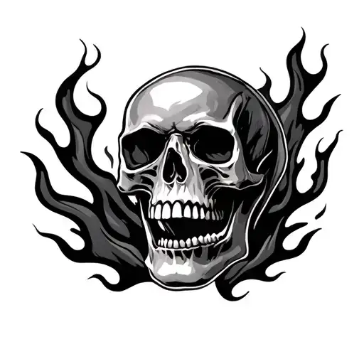 Skull Piston Flames Left Arm