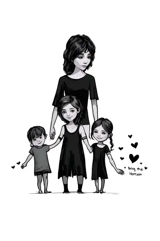 Bring Me The Horizon Accompanied By 2 Children And A Mum Holding Hands